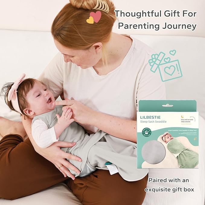 LILBESTIE Baby Swaddle Sleep Sack, 1.0 Tog New-Parent-Friendly Swaddle for Newborns & infant 0-6 Months Baby Wearable Blanket Reduce Startle Reflex, Newborn Boys Girls Registry Essentials