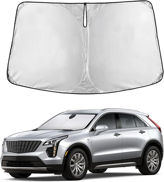 EcoNour Windshield Sun Shade Compatible for Cadillac XT4 2019–2026 | Compact SUV Front Window Sunshade | Foldable Sun Visor Protector | UV & Heat Blocking Protection