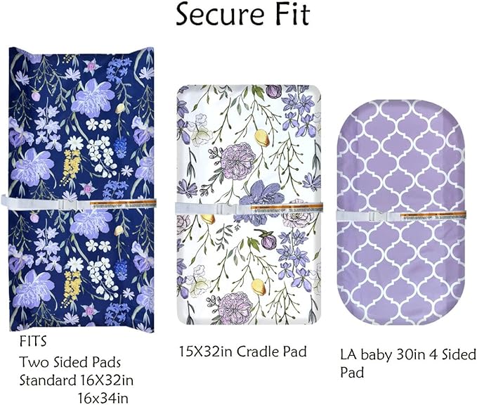 AMROSE 3 Pack Changing Pad Covers, 32" x 16" Ultra Soft Microfiber Diaper Change Table Sheets for Baby Girls, Violet