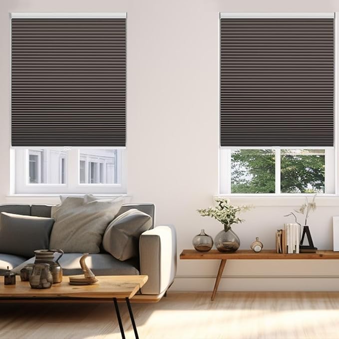 Changshade Blackout Blinds, Cordless Cellular Shades, Honeycomb Blackout Shades, Room Darkening Blinds, Pull Down Window Shades, Easy to Install Honeycomb Window Blinds, 27" W x 48" H, Taupe