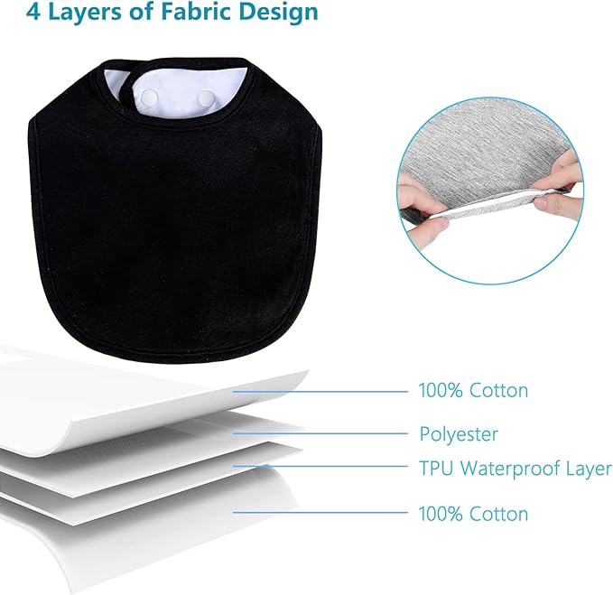 Hakochia Waterproof Baby Bibs Organic Cotton Super Soft and Absorbent With Adjustable Snap for Baby Boys and Girls