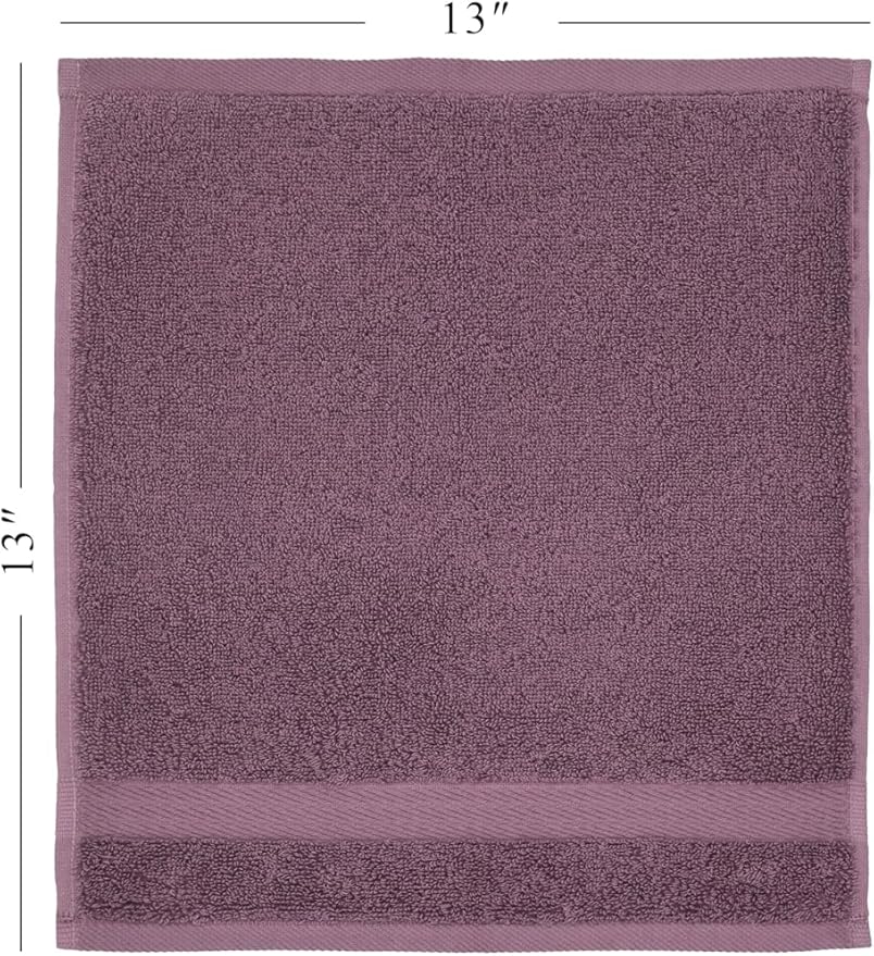 Ozdilek 6-Piece Washcloth Set 13x13 100% Turkish Cotton, 600 GSM, Soft, Gentle on Sensitive Skin, Multi-Purpose Use, Washable, Reusable, Ideal for Baby Care & Spa 6 Towels (Orchid Purple)