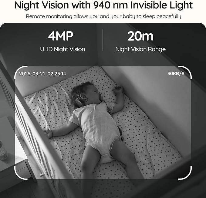 BOIFUN 5.5" AI 4MP Split Screen Baby Monitor with 2 Cameras Pro Max: App (Wi-Fi) and Screen (No Wi-Fi) Control, Upgrade AI Detection (Tummy Sleeping & Face Area), Night Light, Motion & Sound Detection
