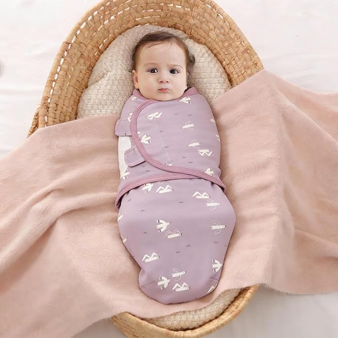 insular Baby Swaddle Wrap, Swaddle Blanket for Newborn and Infant, Adjustable Swaddling Set for Boy and Girl, Soft Cotton Baby Sleep Sack 3 Pack, Seagull, Small(0-3 Month)