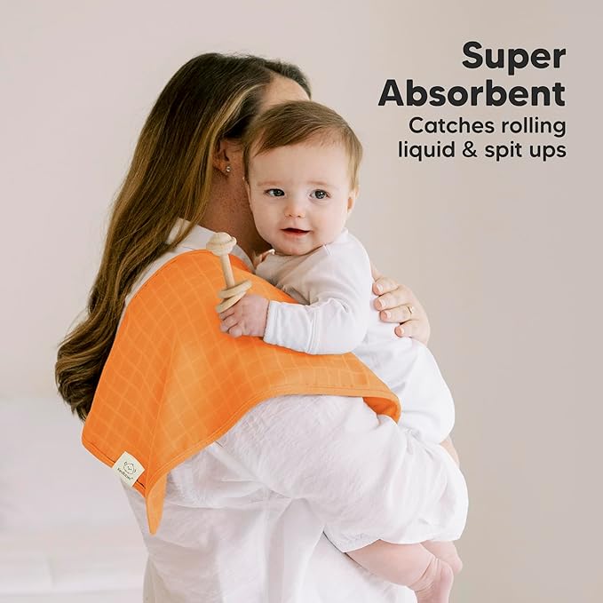 KeaBabies Cotton Muslin Burp Cloths Baby Boy, Girl - 5-Pack Soft & Absorbent Burping Cloth for Babies, Large Baby Towels & Washcloths for Newborn, Spit Up Rags, No Shrink, 20x10 (Sahara)