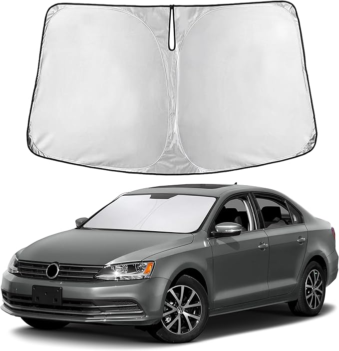 Econour Windshield Sunshade for Volkswagen Jetta 2011-2016 2017 2018, Sun Visor for Front Windshield & Window Sun Shade Cover, UV Heat Blocker & Protector, Car Accessories