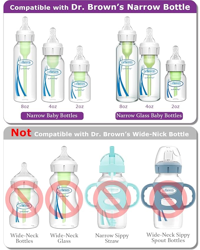 Silicone Nipple for Dr. Brown's Narrow Baby Bottle & Glass Bottles,Level 3 Nipples, Fast Flow, 6m+, 6 Count