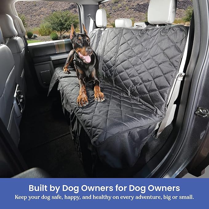 4Knines Bench Seat Covers for Trucks with Dog Hammock & Split-Tech - Rear Seat Protector for Dogs Fits Full Size Crew Cab with Split Bench Seats - Waterproof Dog Seat Cover (Passenger Side, Camo)