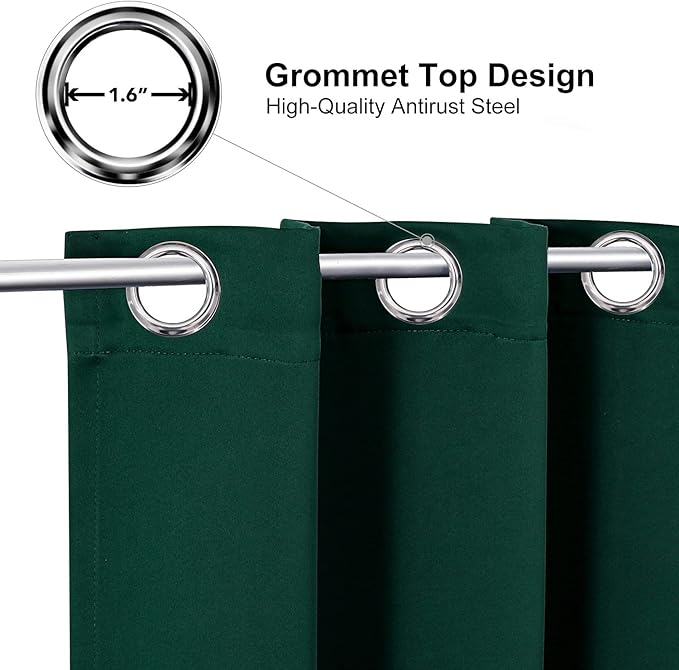 ChrisDowa Blackout Curtains 78 inches Long for Bedroom - Grommet Thermal Insulated Room Darkening Curtains for Living Room (1 Panel, Forest Green, 42 x 78 Inch)