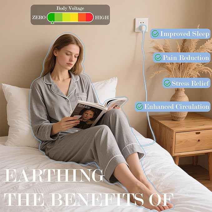 Ali King Grounding Sheets - Twin Size, Soft Cotton with Silver Fiber, 15'' Deep Pocket Earth Grounding Fitted Bed Sheets for Improved Sleep (White, Twin 39''*75''*15'')