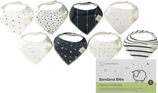 Lamb Babies Bandana Cotton Baby Bibs, Ultra Soft Stylish and Lightweight Absorbent Design for Milk Dribbles Burps and Spills