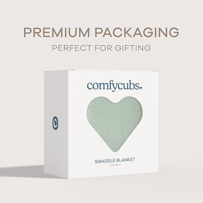 Comfy Cubs Muslin Swaddle Blankets Pack of 1, 47 x 47 Inch Soft Cotton Baby Blanket Set, Large Multipurpose Wraps for Newborns - Self-Soothing Swaddles for Newborns - Fern