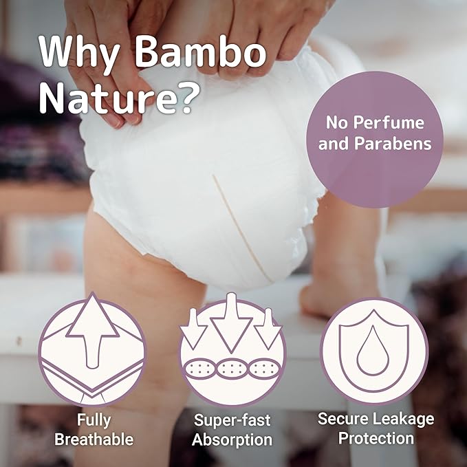 Bambo Nature Premium Eco-Friendly Baby Diapers, Size 5 (27-40 Lbs), 25 Count