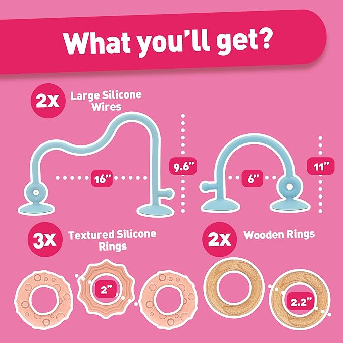 Baby Suction High Chair Toys - Enhanced 24hr Hold Suction Cup Sensory Bath Toys for Babies 6-12 Months, Toddlers, Infant, Interactive Silicone Montessori Teether Toy