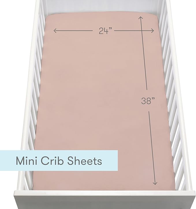 Newton Baby Fitted Mini Crib Sheets (2-Pack) | Organic Muslin Cotton, Breathable & Soft Baby Sheets, Washable Baby Mattress Sheets, Fits Mini Crib Mattresses 24" x 38", Clay