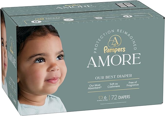 Pampers Amore, Size 6 (23-44 lbs), 72 Count, Our Best Diaper