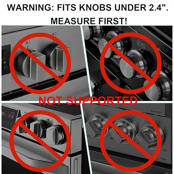 Stove Knob Safety Covers, for Knob Diameter Less Than 2.4", Press Gas Stove Knob Locks, Unlock with Two-Finger, Oven Knob Covers for Child Safety, Clear, Pack of 5