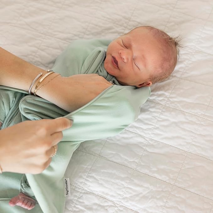 Tiny Twinkle Baby Sleep Sack 6-12 Months 1.0 TOG, Cotton & Elastane Wearable Blanket, Swaddle Transition Micro-Fleece, Machine Washable (Sage)