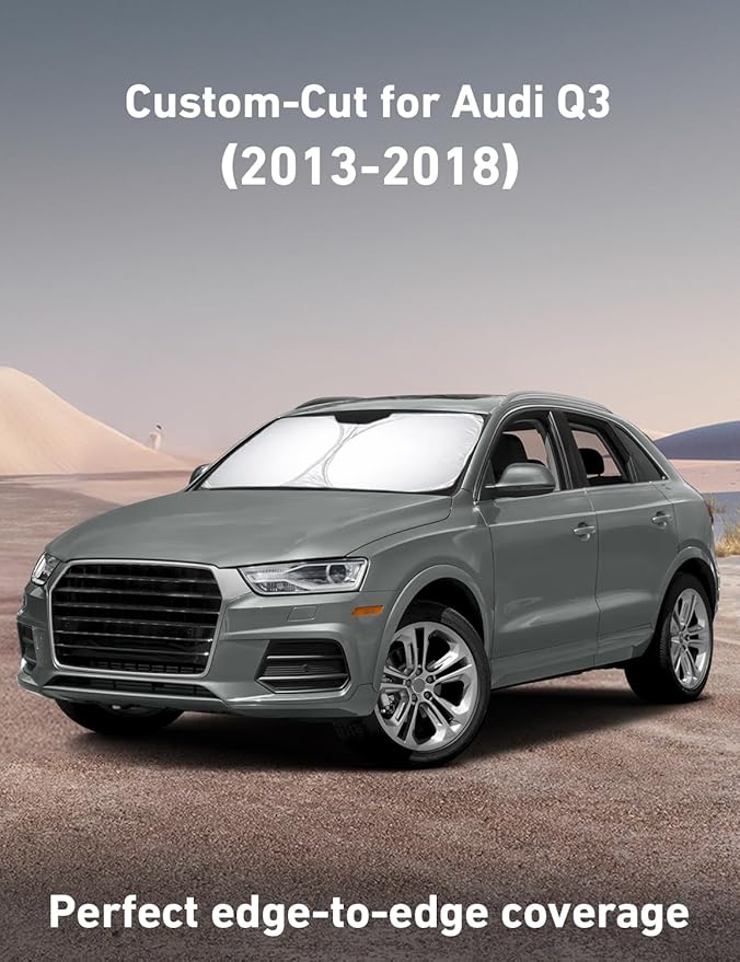 Econour Windshield Sunshade for Audi Q3 2013-2016 2017 2018, Sun Visor for Front Windshield & Window Sun Shade Cover, UV Heat Blocker & Protector, Car Accessories