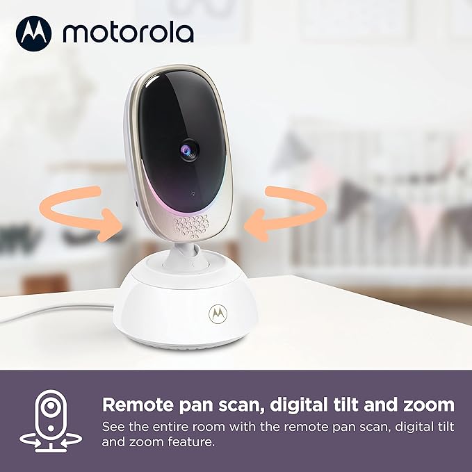 Motorola Nursery WiFi Video Baby Monitor with Camera and Audio, 5" Screen, HD Camera, Remote Pan-Tilt-Zoom, Smartphone App Access, 2-Way Talk, Night Vision, Temperature and Motion Alerts - VM85