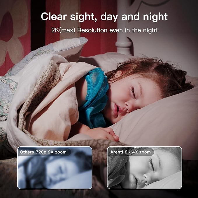 ARENTI Baby Mnitor 3T with 360° View, 2K Temp & Humidity Sensor, Night Vision & Two-Way Audio