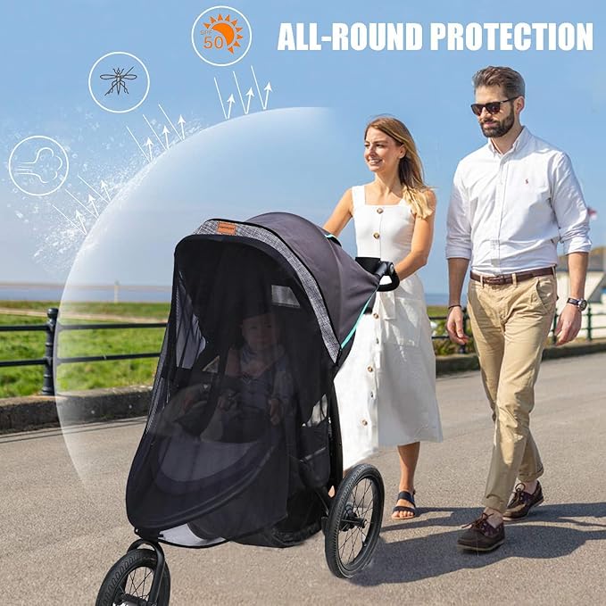 Stroller Sun Shade - Universal Stroller Sun Shade for Travel Strollers, Jogging Strollers; Baby and Toddler Travel Essential; Safely Blocks Up to 97% of UV, Easy to Install