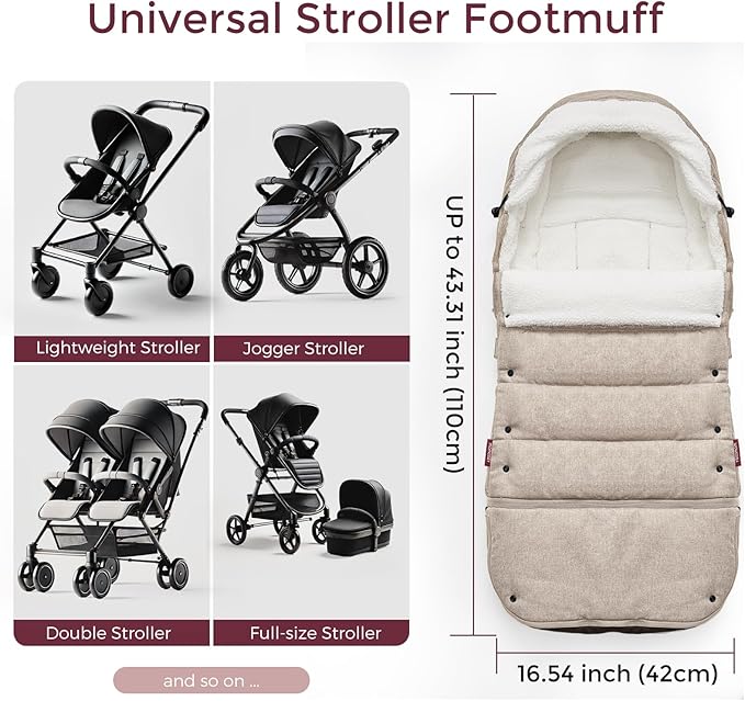 Momcozy Stroller Footmuff Universal | Easily Attaches to Most Strollers | Ultra-Plush,Weather-Proof | Deluxe Warm Stroller Bunting Bag | Extendable Stroller Cover for Winter | Adjustable Buckle