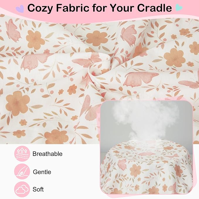 FIOBEE Baby Bassinet Sheets for Girls Boys 2 Pack Waterproof Bassinet Mattress Elastic Fitted Crib Sheets Universal Fit for Hourglass Oval and Rectangle Bassinet Sheet, Pink