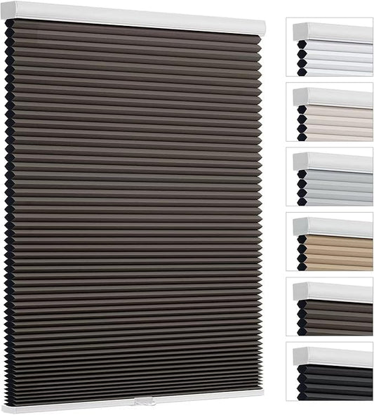 Changshade Cellular Shades Cordless Blinds Blackout for Indoor Windows, Honeycomb Blind Room Darkening Shade 1.5'' Single Cell Pleated, Easy to Install Shade Size 27" Wide x 50" Height, Taupe