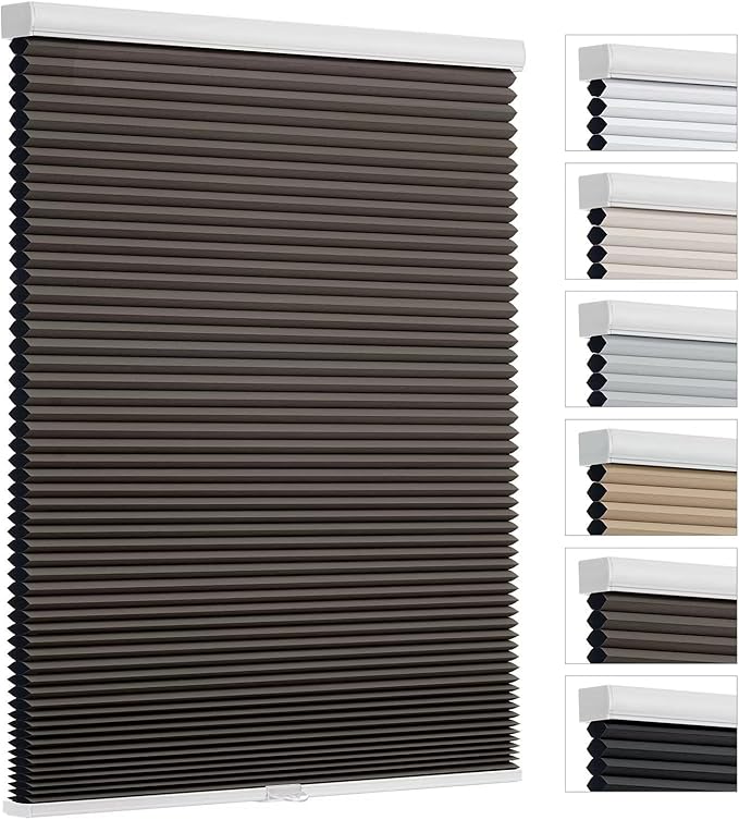 Changshade Cellular Shades Cordless Blinds Blackout for Indoor Windows, Honeycomb Blind Room Darkening Shade 1.5'' Single Cell Pleated, Easy to Install Shade Size 52" Wide x 72" Height, Taupe