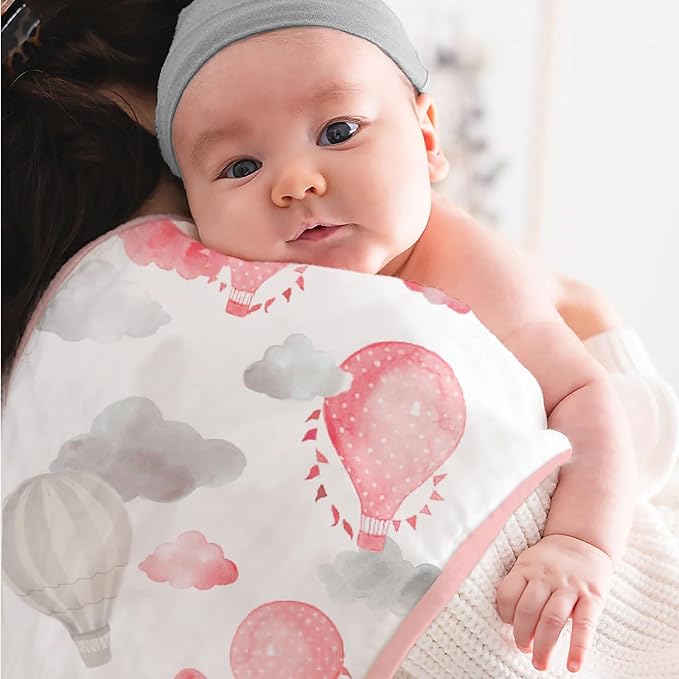 Featherhead™ 5-Pack Muslin Burp Cloths for Baby Girl Large 22" X 11" - Ultra Soft & Extra Absorbent Cotton Terry Backing (Garden Floral)