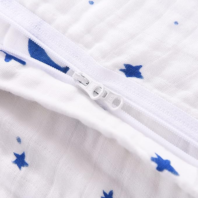 TADO MUSLIN Toddler Sleep Sack 2-4T, 0.5 TOG Lightweight Wearable Blanket, 100% Organic Cotton Muslin, Sleeveless, 2-Way YKK Zipper, OEKO-TEX Certified, Star Moon
