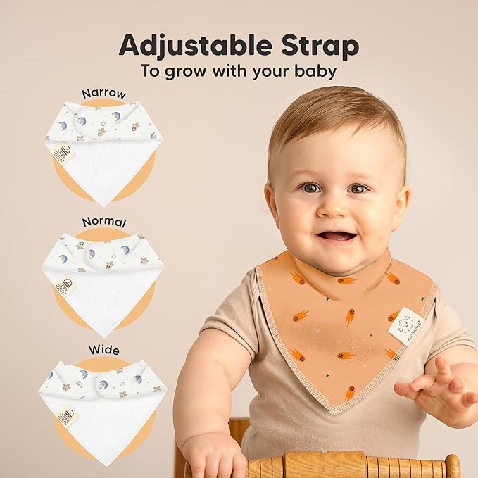 KeaBabies 8-Pack Organic Baby Bandana Bibs for Boys, Girls - Super Absorbent Triangle Baby Bibs for Drooling and Teething Infant, 100% Cotton Extra Soft for Newborn, Infant 0-36 Months (Cosmo)