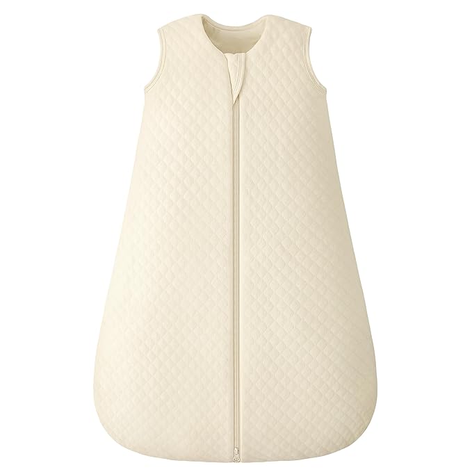 FIEMOL Baby Sleep Sack 6-12 Months 2.5 TOG, Winter Cotton Sleeping Sack Newborn and Infant, Warm Quilted Baby Wearable Blanket, Sleeping Bag with 2-Way Zipper Beige 1 Pack