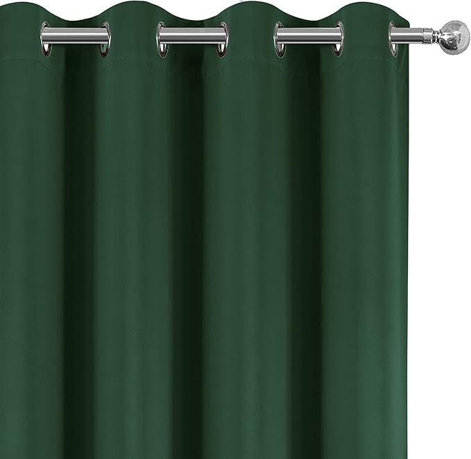 LEMOMO 100% Blackout Curtains 52 x 84 Inch/Dark Green Curtains Set of 2 Panels Thermal Insulated Room Darkening Living Curtains