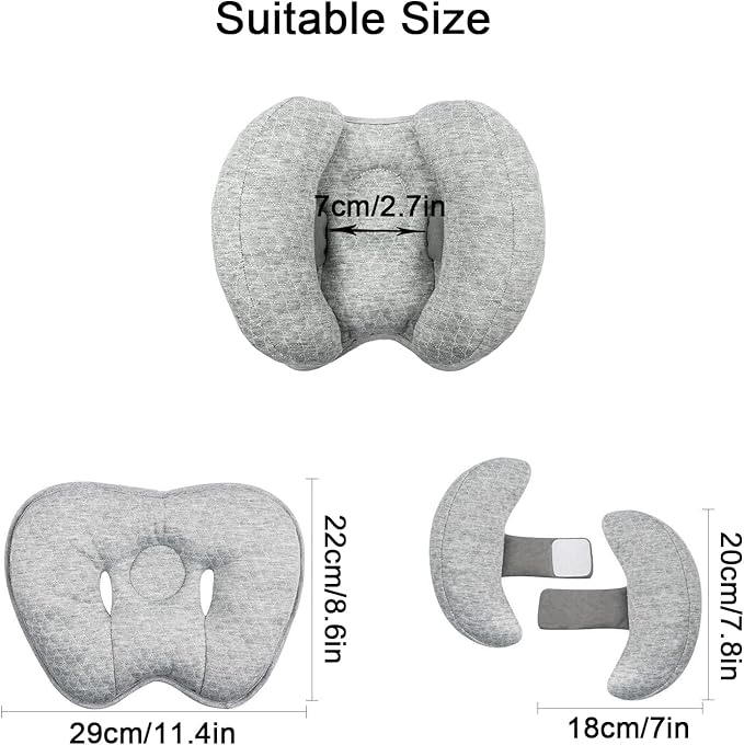 Upgrade 2 in 1 Baby Travel Pillow - Banana Shape Adjustable Baby Neck Head Support Car Seat Insert Pillow for Kids,Headrest Pillows for Cars, Gray