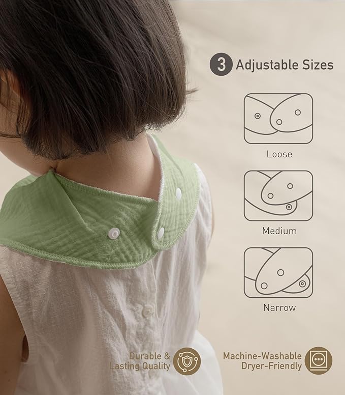 CIVARUA KIDS Muslin Baby Bibs 8 Pack, Baby Bandana Drool Bib for Drooling and Teething, Cotton Soft Absorbent for Girls Boys