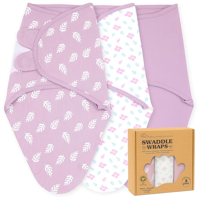Bublo Baby Swaddles for Newborns – 3-Pack Infant Swaddles 0-3 Months – Adjustable Swaddle Sleep Sack – Soft Organic Cotton Baby Wrap for Safe & Cozy Sleep