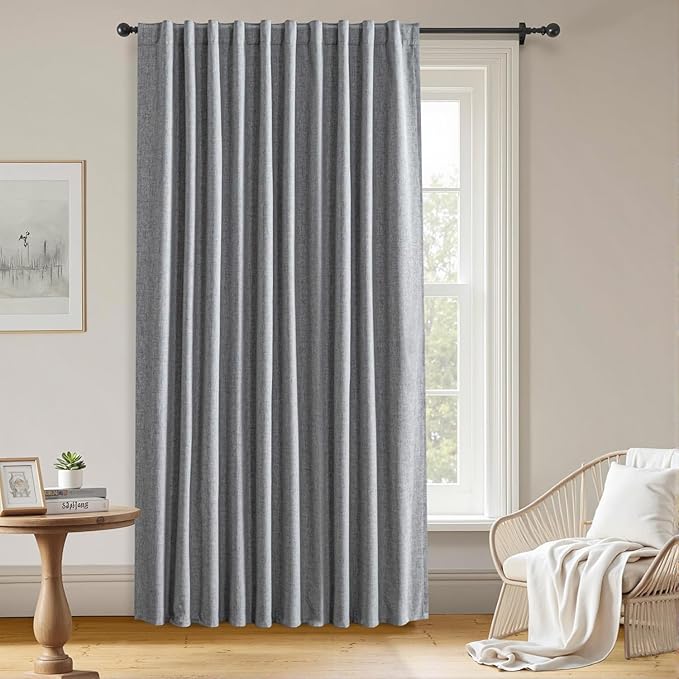 100% Blackout Curtains for Bedroom Room, Custom Curtains Blackout Thermal Insulated 1 Panel, Grommet Light Blocking Drapes for Bedroom Windows Luxury Decor(Custom Size,Light Grey