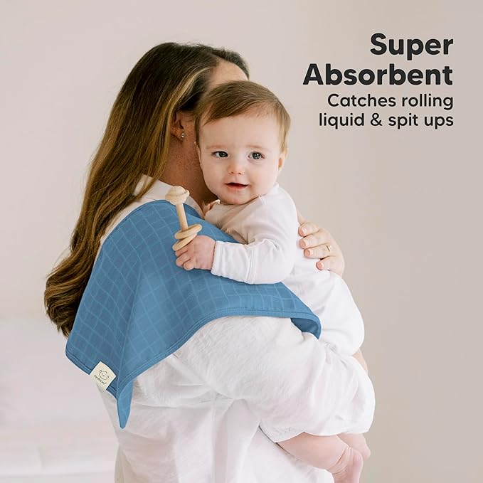 KeaBabies Cotton Muslin Burp Cloths Baby Boy, Girl - 5-Pack Soft & Absorbent Burping Cloth for Babies, Large Baby Towels & Washcloths for Newborn, Spit Up Rags, No Shrink, 20x10" (Primeval)