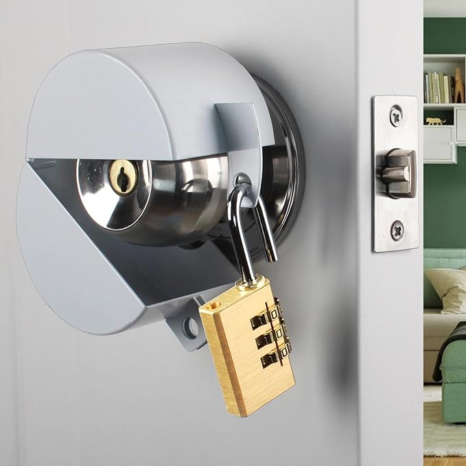 Door Handle Cover Lock, Door Knob Lockout Device,Elderly Patient Door Handle Lock, Child Safety Lock to Prevent Door Handle Rotation and Entry White with Padlock