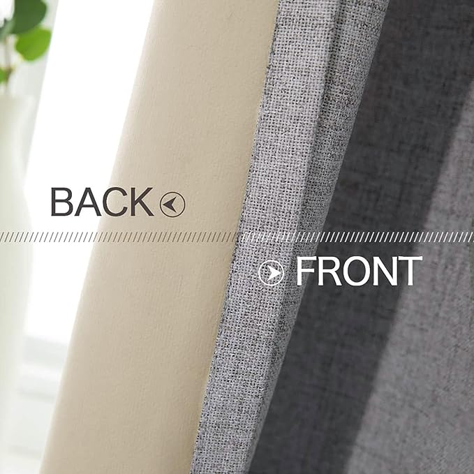 MIULEE Linen Texture Curtains for Bedroom Solid 100% Blackout Thermal Insulated Grey Curtains Grommet Room Darkening Curtains/Draperies Luxury Decor for Living Room Nursery 84 Inch (52x84, 2 Panels)