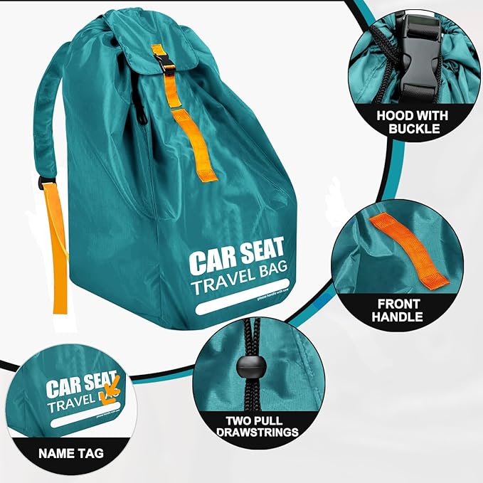 Car Seat Travel Bag for Airplane, Large Car Seat Bags for Air Travel with Padded Straps, Gate Check Storage Bag/Backpack for Car Seat Airport, Carseat Cover Travel - Baby Travel Essentials for Flying