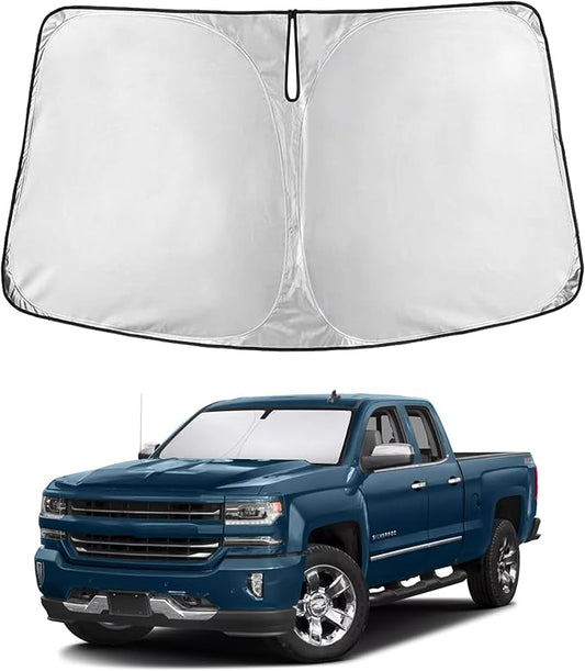 Econour Windshield Sunshade for Chevrolet Silverado 2500/3500 2015-2017 2018 2019, Sun Visor for Front Windshield & Window Sun Shade Cover, UV Heat Blocker & Protector, Car Accessories