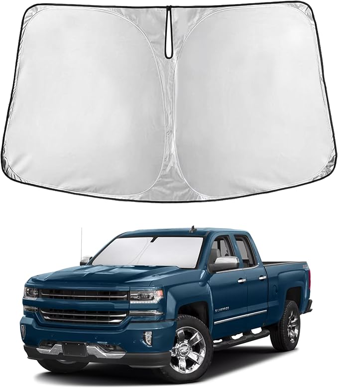 Econour Windshield Sunshade for Chevrolet Silverado 2014-2017 2018 2019, Sun Visor for Front Windshield & Window Sun Shade Cover, UV Heat Blocker & Protector, Car Accessories
