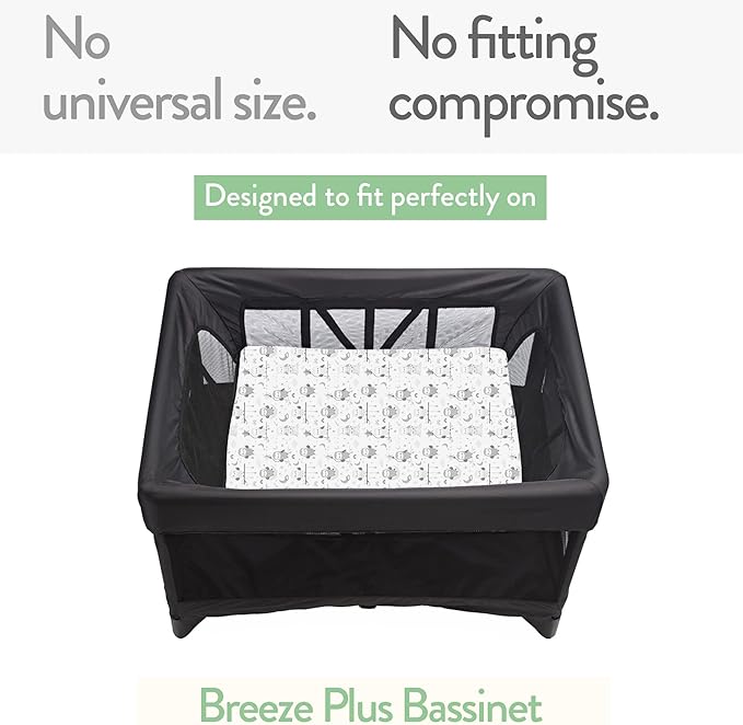 Bassinet Fitted Sheets Compatible with 4moms Breeze Plus Bassinet Model 1045 – Snuggly Soft 100% Jersey Cotton – Farm Animals – 2 Pack – Not for Old Models