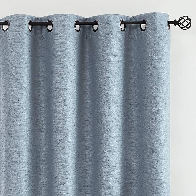 Treatmentex Linen Window Curtains Chevron 96-inch Long for Master Bedroom Blackout Linen Texture Drapes Embossed Thermal Insulated Curtains 2 Panels