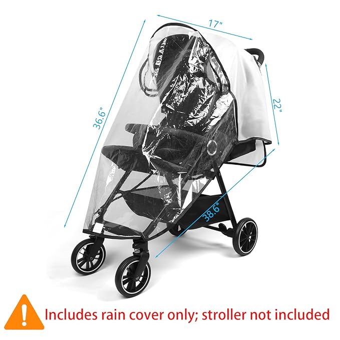 Clear Stroller Rain Cover, Universal Stroller Cover Breathable, Foldable Travel Weather Shield, Waterproof Windproof Baby Stroller Accessories for Trip Use, Daily Walks