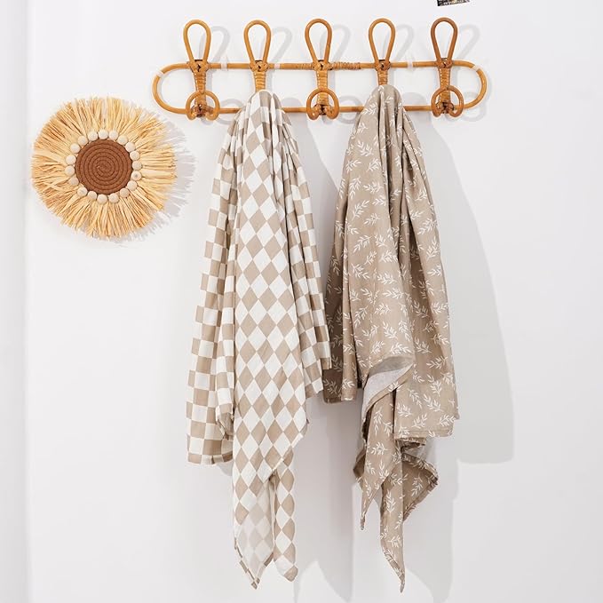 Baby Muslin Swaddle Blankets,2 Pack Receiving Blanket Baby Girl & boy,Large47 x 43 inches,Soft & Skin Friendly Baby Blanket Wrap(Brown)