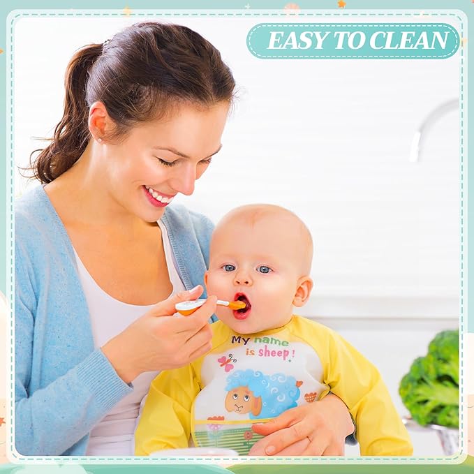 Tarpop Long Sleeve Bibs Infant Smocks Multi Pack Waterproof Soft Sleeved Bibs for Babies Toddler Eating Feeding